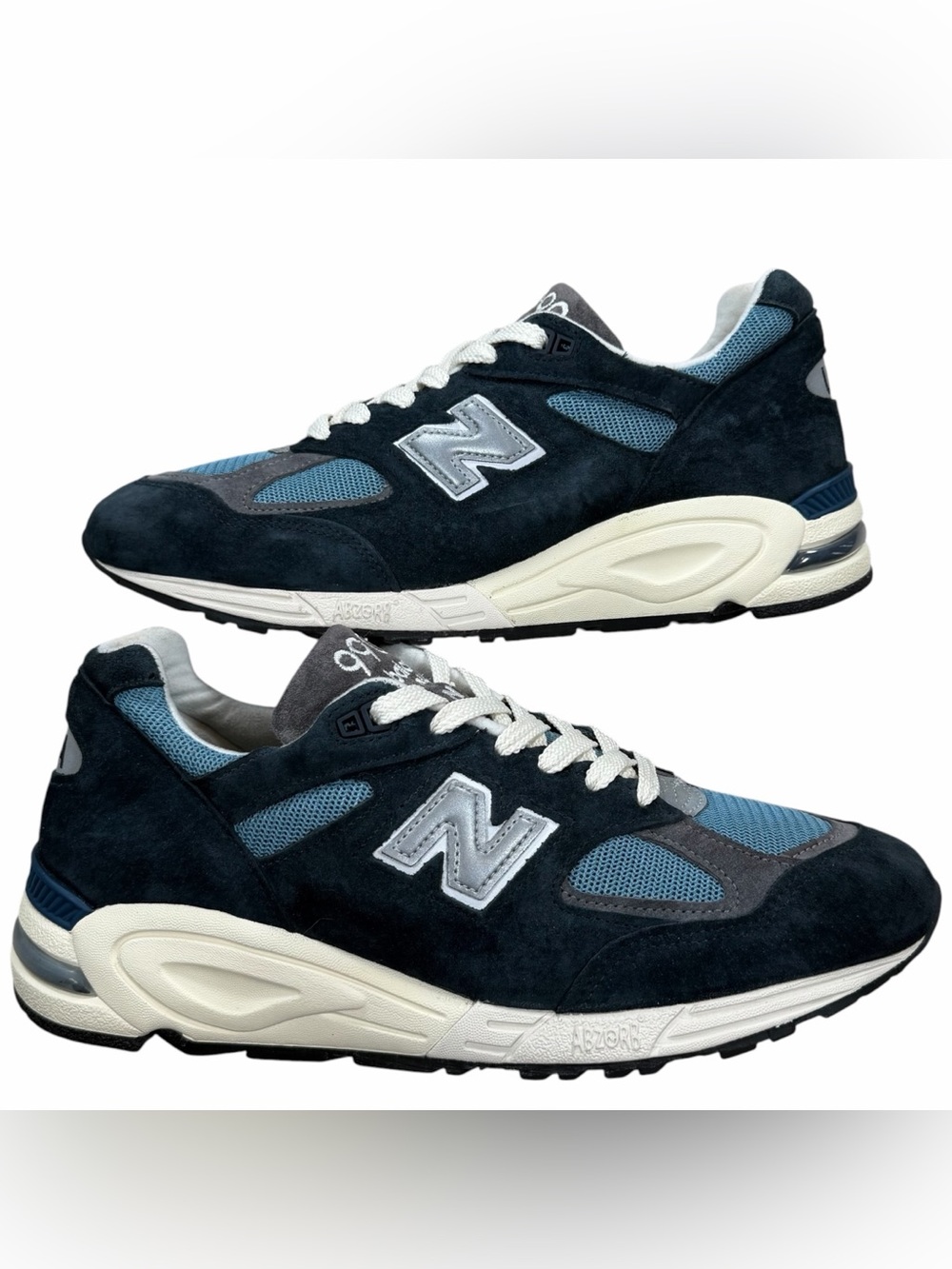 New Balance Teddy Santis 990v2 Made in USA Navy Castlerock Sneakers Size 10.5